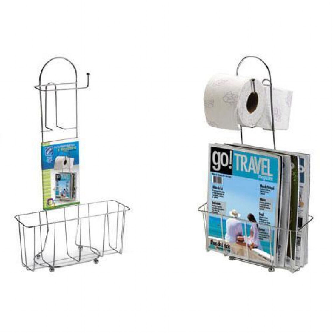 Suporte / Porta Papel Higinico De Ao Com Compartimento Para Revistas, 53x29cm - Arthi