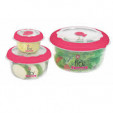 Conjunto 3 Potes Redondos Rosa - Sanremo