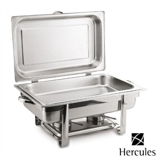 Rechaud Retangular De Banho Maria 9 Litros Com Cuba E Tampa De Aço Inox Hercules