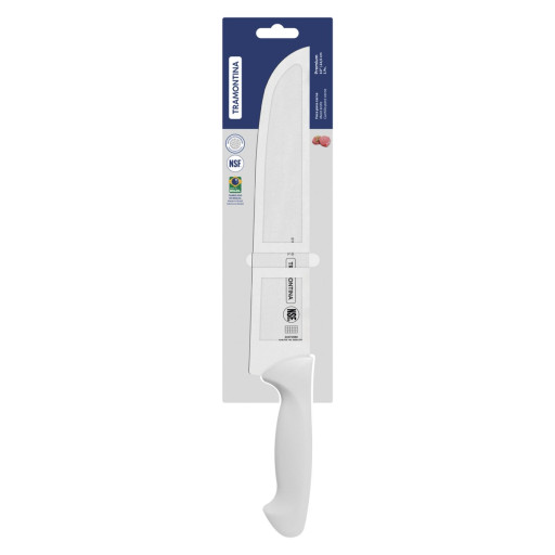 Faca Chef Tramontina Premium com Lamina em Aço Inox e Cabo de Polipropileno Branco 10