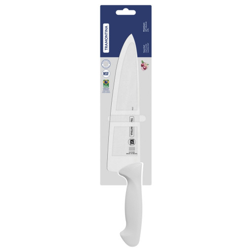 Faca Chef Tramontina Premium com Lamina em Aço Inox e Cabo de Polipropileno Branco 10