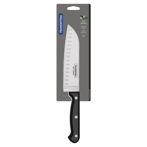 Faca Santoku Tramontina Ultracorte com Lamina em Aço Inox e Cabo de Polipropileno Preto 7