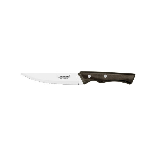 Faca para Churrasco Jumbo Tramontina com Lâmina em Aço Inox e Cabo em Madeira Tratada Polywood Castanho 5 polegada
