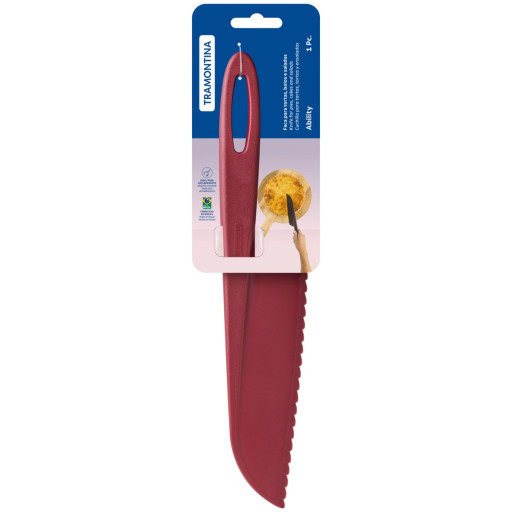 Faca para Bolo e Torta Tramontina Ability em Nylon Vermelho