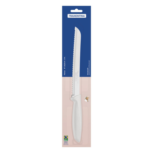 Faca para Pão Tramontina Plenus com Lamina em Aço Inox e Cabo de Polipropileno Off White 8