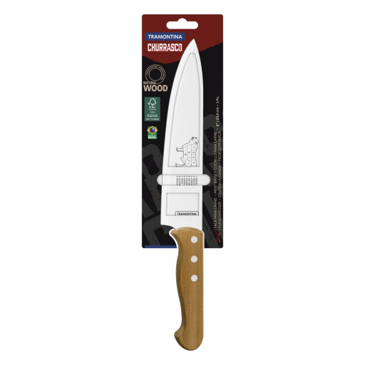 Faca para Carne Tramontina Churrasco com Laminas em Aço Inox e Cabo de Madeira Natural 8