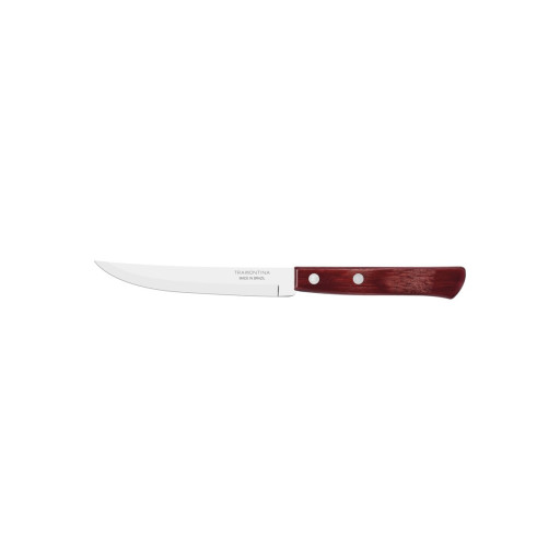 Faca para Churrasco Tramontina com Lâmina em Aço com Fio Liso e Cabo de Madeira Tratada Polywood Vermelho 5 polegada