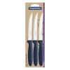 Conjunto de Facas para Churrasco Tramontina Ipanema com Laminas em Aço Inox e Cabos de Polipropileno Azul 3 Peças