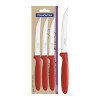 Conjunto de Facas para Churrasco Tramontina Ipanema com Laminas em Aço Inox e Cabos de Polipropileno Vermelho 3 Peças
