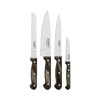 Jogo de Facas Tramontina Polywood com Laminas em Aço Inox e Cabos de Madeira Castanho 4 Peças