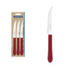 Conjunto de Facas para Churrasco Tramontina Leme com Lâminas em Aço Inox e Cabos de Polipropileno Vermelho 3 Peças
