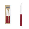 Conjunto de Facas para Churrasco Tramontina Leme com Lâminas em Aço Inox e Cabos de Polipropileno Vermelho 3 Peças