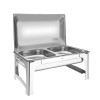 Rechaud Tramontina Retangular em Aço Inox Banho Maria Tampa Removível Cuba 1/2 8,4 L