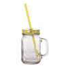 Caneca Copo De Vidro Retrô C Canudo Tampa Poa / Xadrez 400ml-Cores - 1
